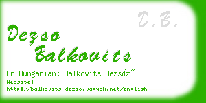 dezso balkovits business card